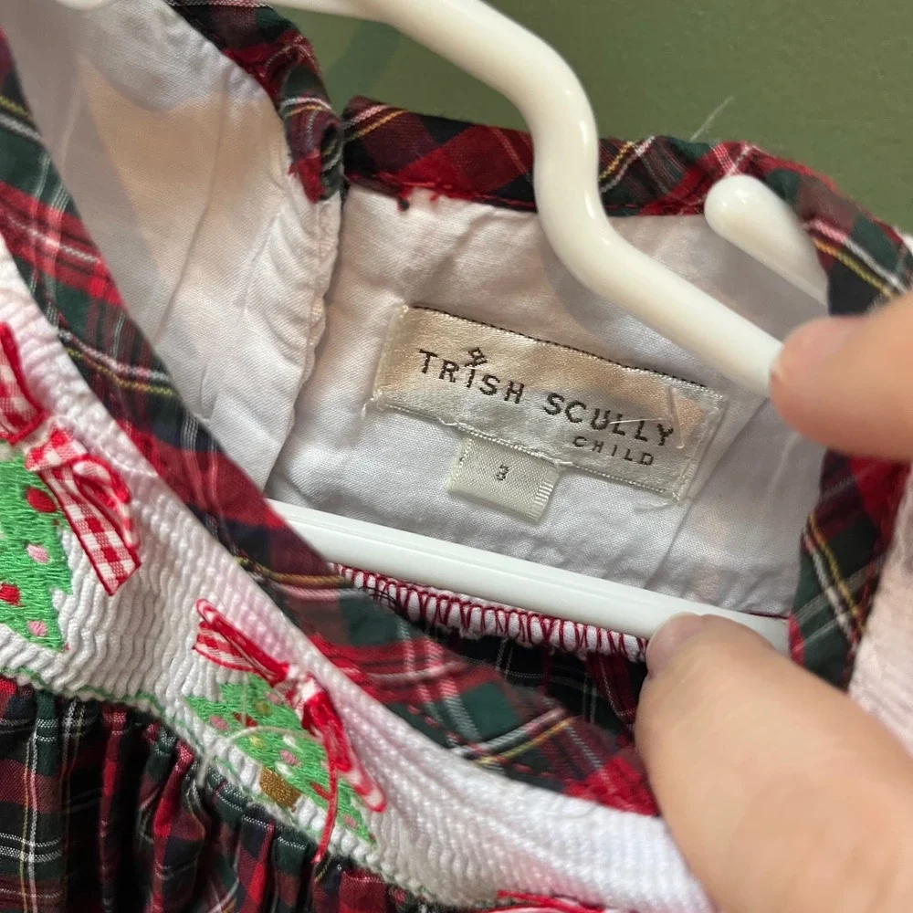 Trish Scully Child Girls‎ Plaid Christmas Tree Smocked Dress Size 3
